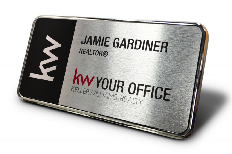 Framed Name Tag - Black /Silver Block 1.5x3