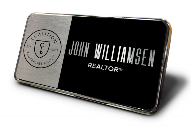 Coalition | Framed Name Tag - Silver/Black Block 1.5x3