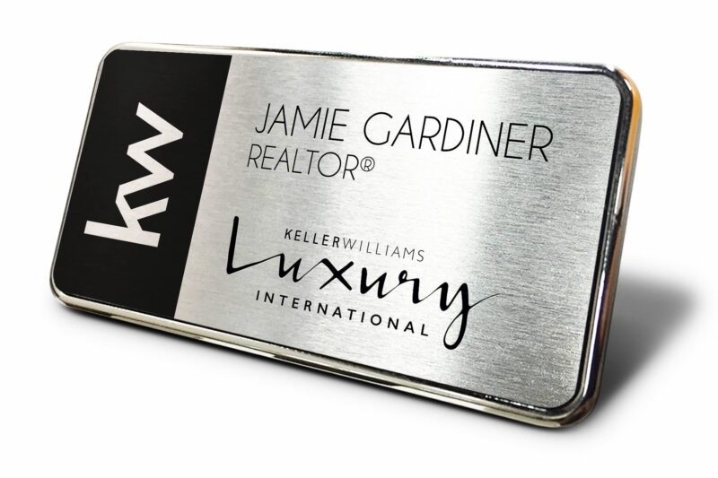 KWMB | Framed Name Tag - Black/Silver Block 1.5x3