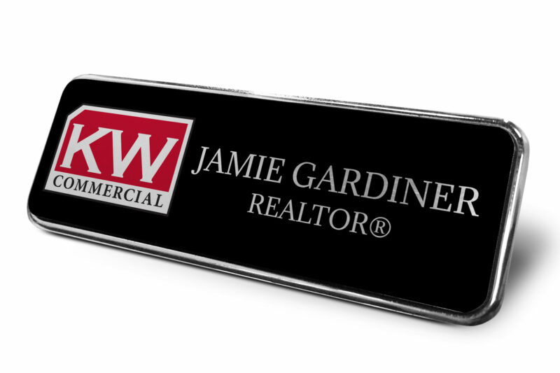 Framed Name Tag - Black 1x3 Name Tag KW Commercial