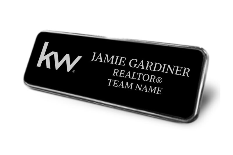 Framed Name Tag - Black w/ Team KW 1x3 Name Tag