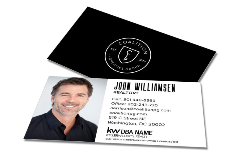 Coalition | Black Geometric w/ Photo Business Card