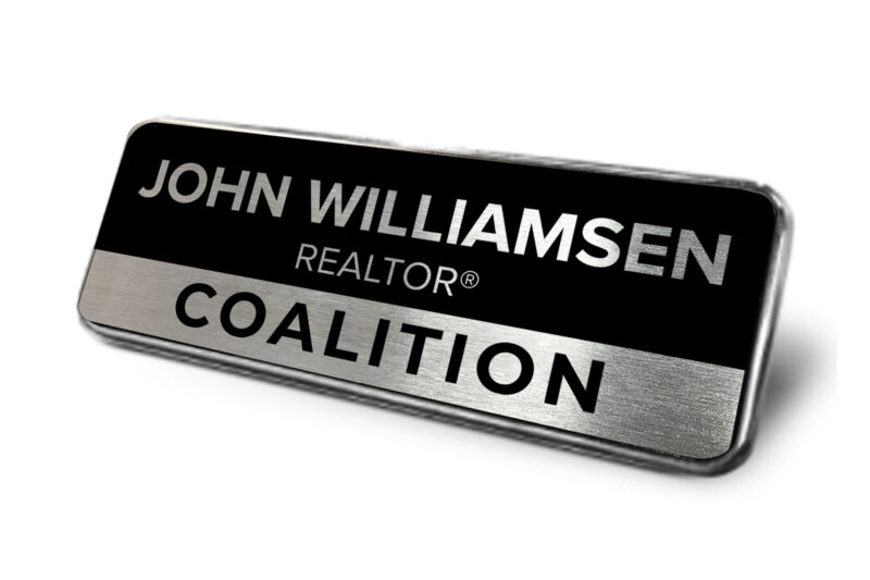 Coalition | Framed Name Tag - Black/Silver 1x3 Name Tag