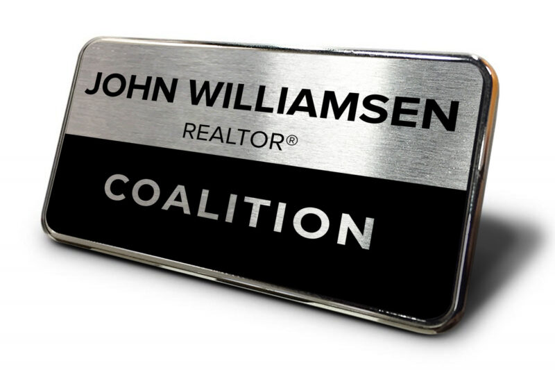 Coalition | Framed Name Tag - Silver/Black 1.5x3