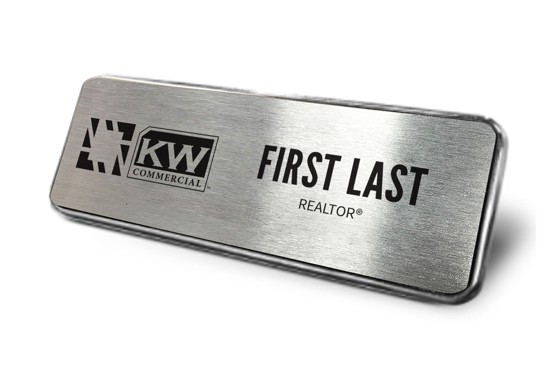 Lucido Global | Framed Name Tag – Silver 1×3 Commercial