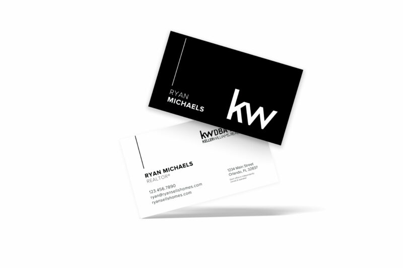 Horizontal White/Black w/ Lines KW Business Card